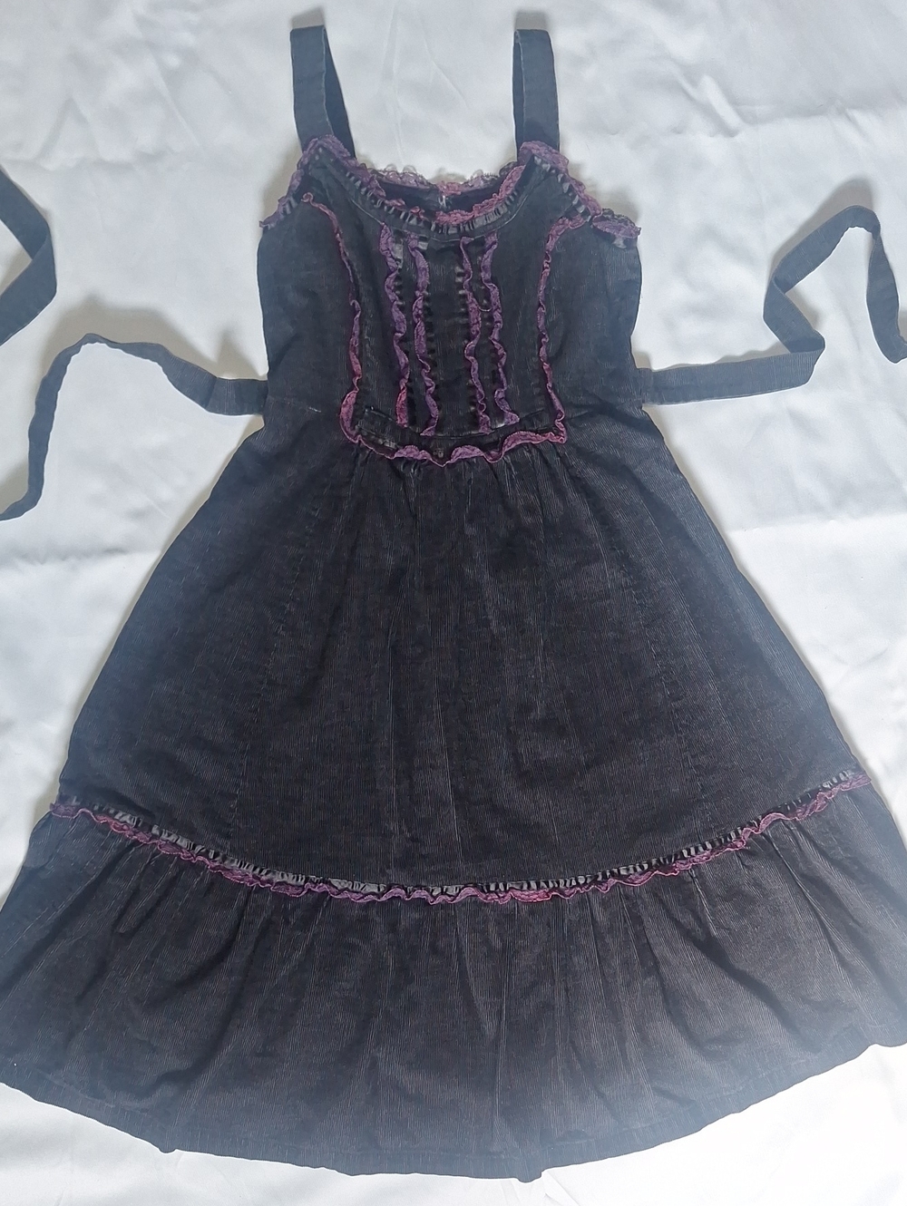 1970s Handmade Goth Corset Cordoroy Jumper Dress